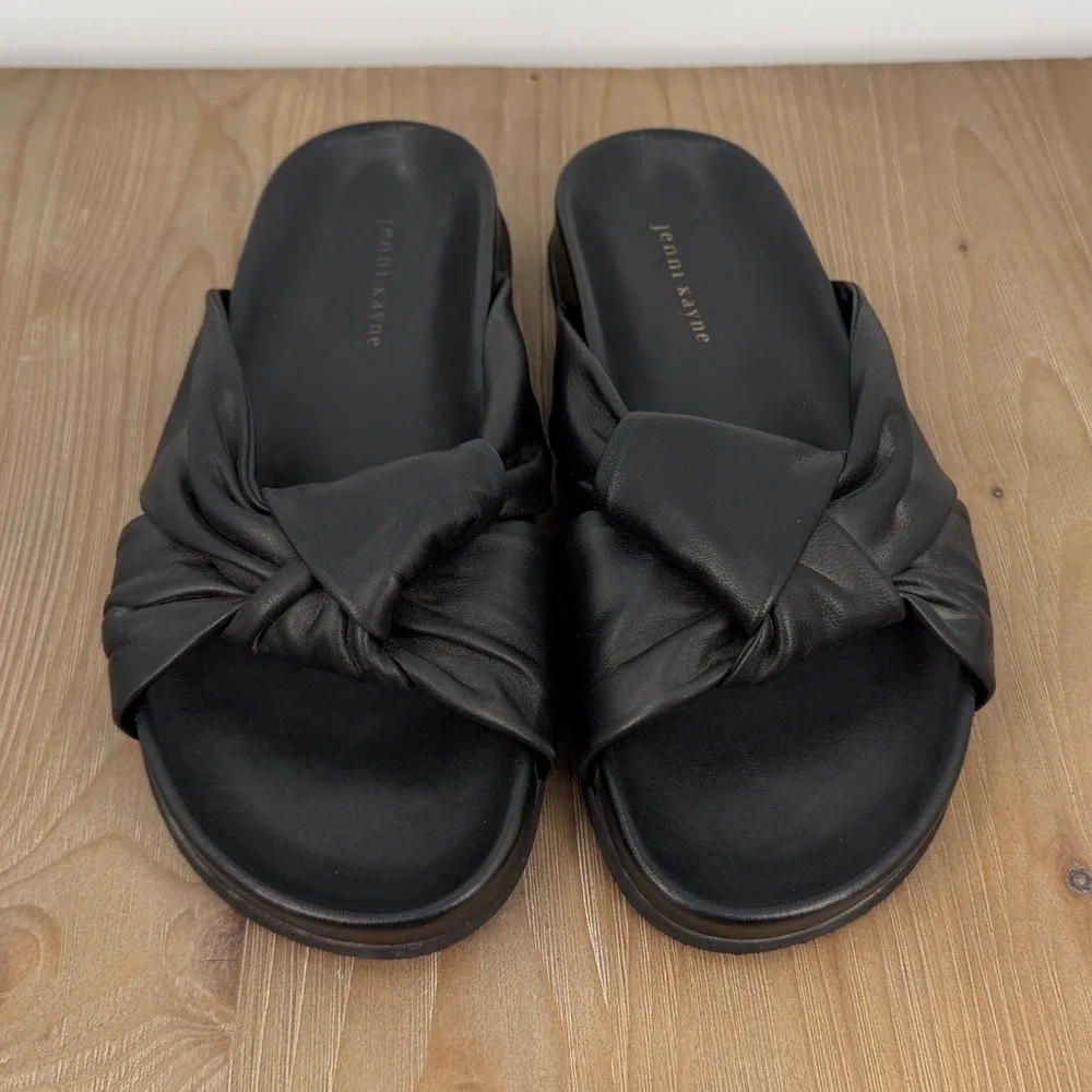 Jenni Kayne Chunky Knot Sandal Black Leather Slide Platform Shoes 40 Minimalist